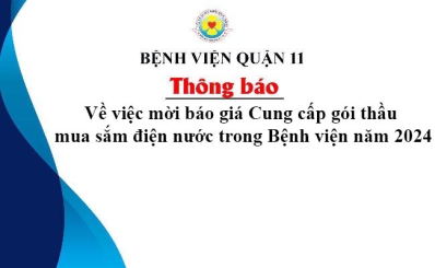 Thông báo về việc mời báo giá Cung cấp gói thầu mua sắm điện nước trong Bệnh viện năm 2024